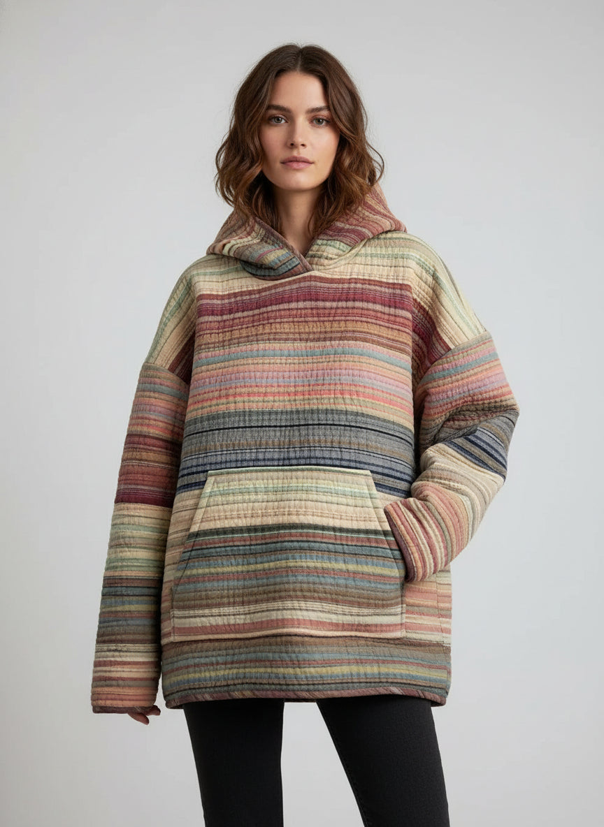 Multi Colored Striped quilt hoodie