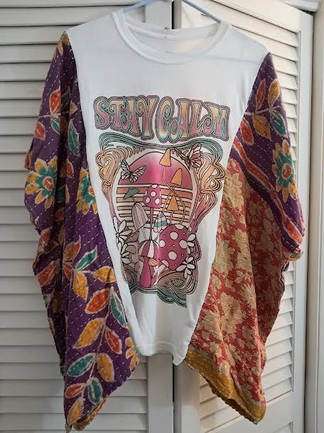 Upcycled Kantha Poncho Tee