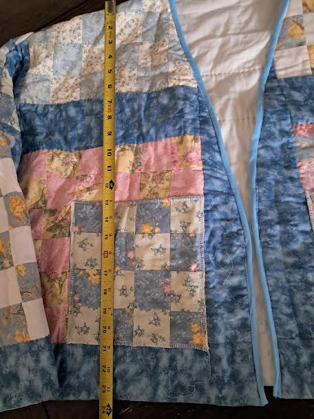 Upcycled Vintage Quilt Coat - Country Blue & Rose Patchwork
