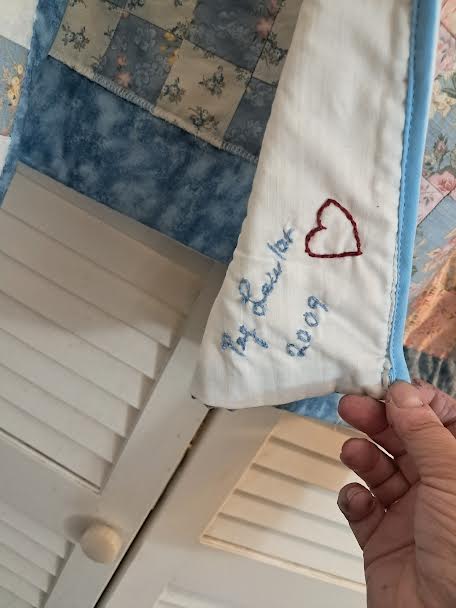 Upcycled Vintage Quilt Coat - Country Blue & Rose Patchwork