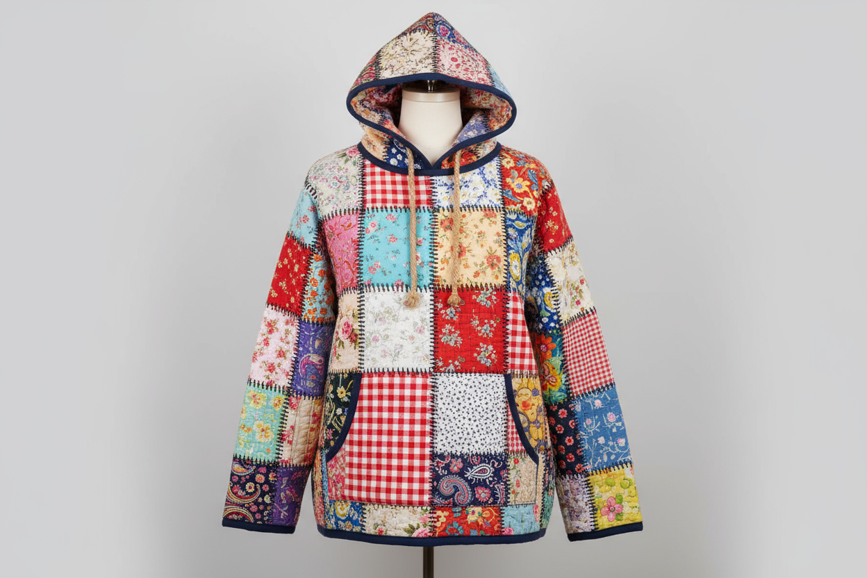 upcycled quilt hoodie